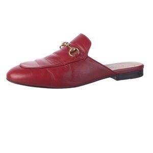 Gucci Red Leather Slip-On Horsebit Mule